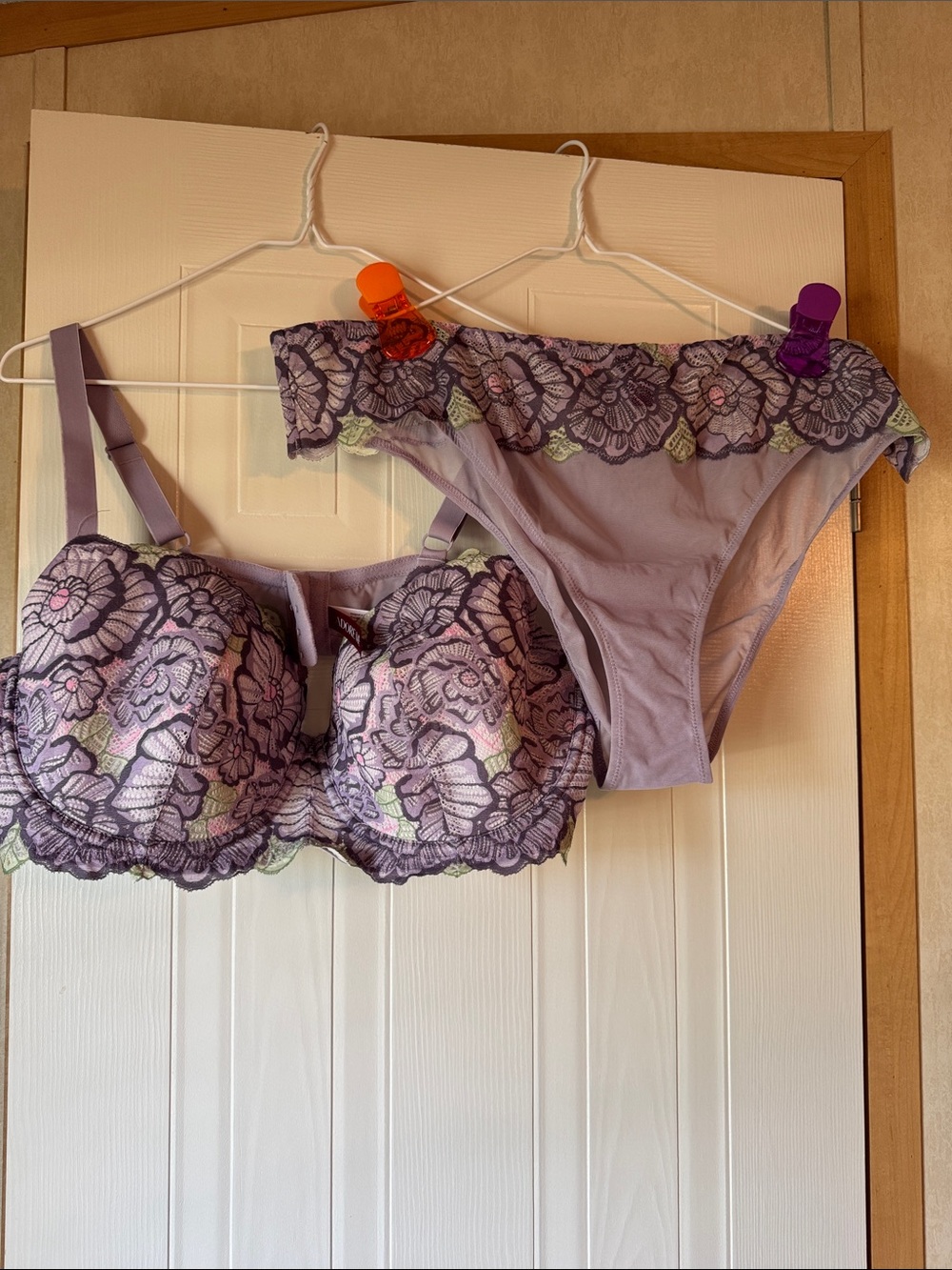 Adore Me Lavender Floral Lace Bra & Bikini Set